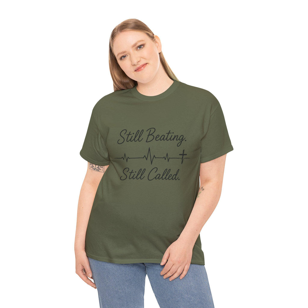 Still Beating Still Called T-Shirt | Christian Heartbeat Cross Design