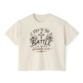 Step to the Battle like You Have Already Won Tee | Christian cross floral design