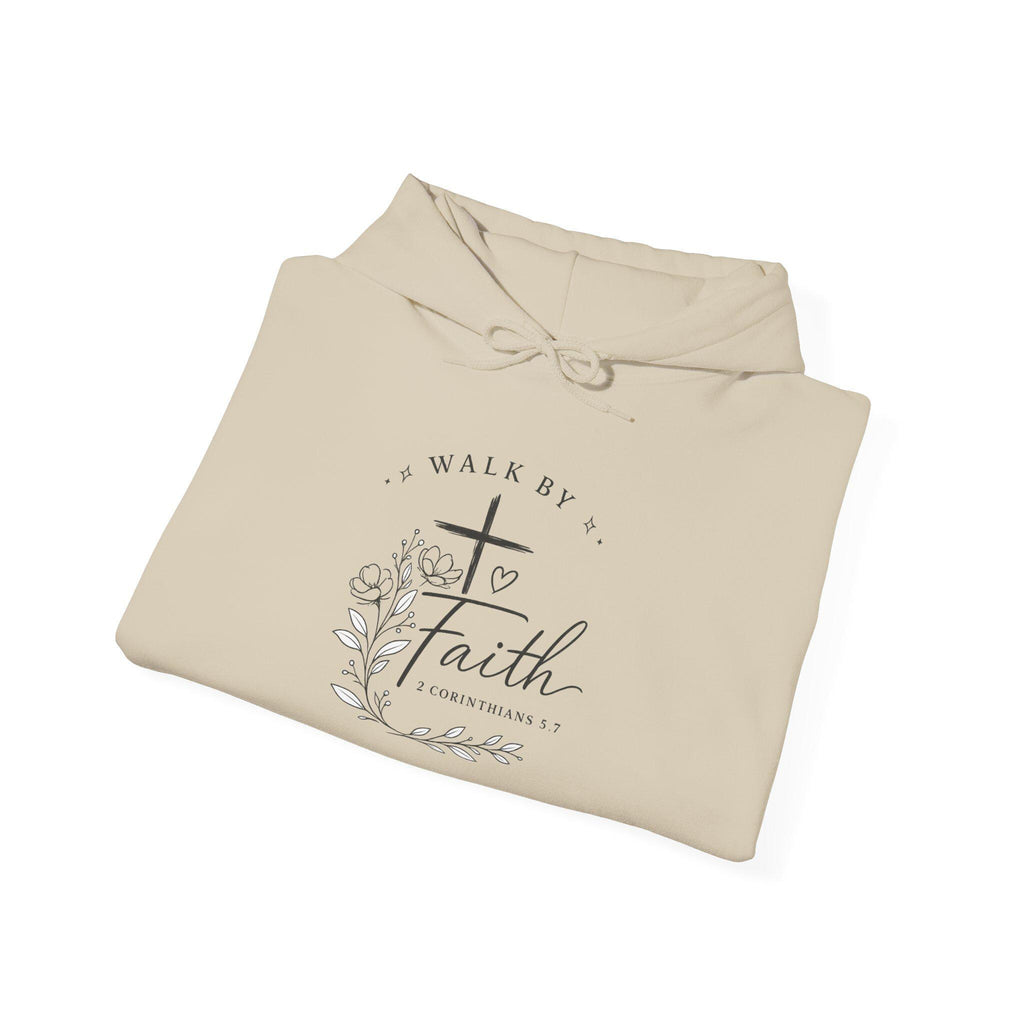 Walk By Faith Floral Cross Hoodie — Christian Faith Sweatshirt
