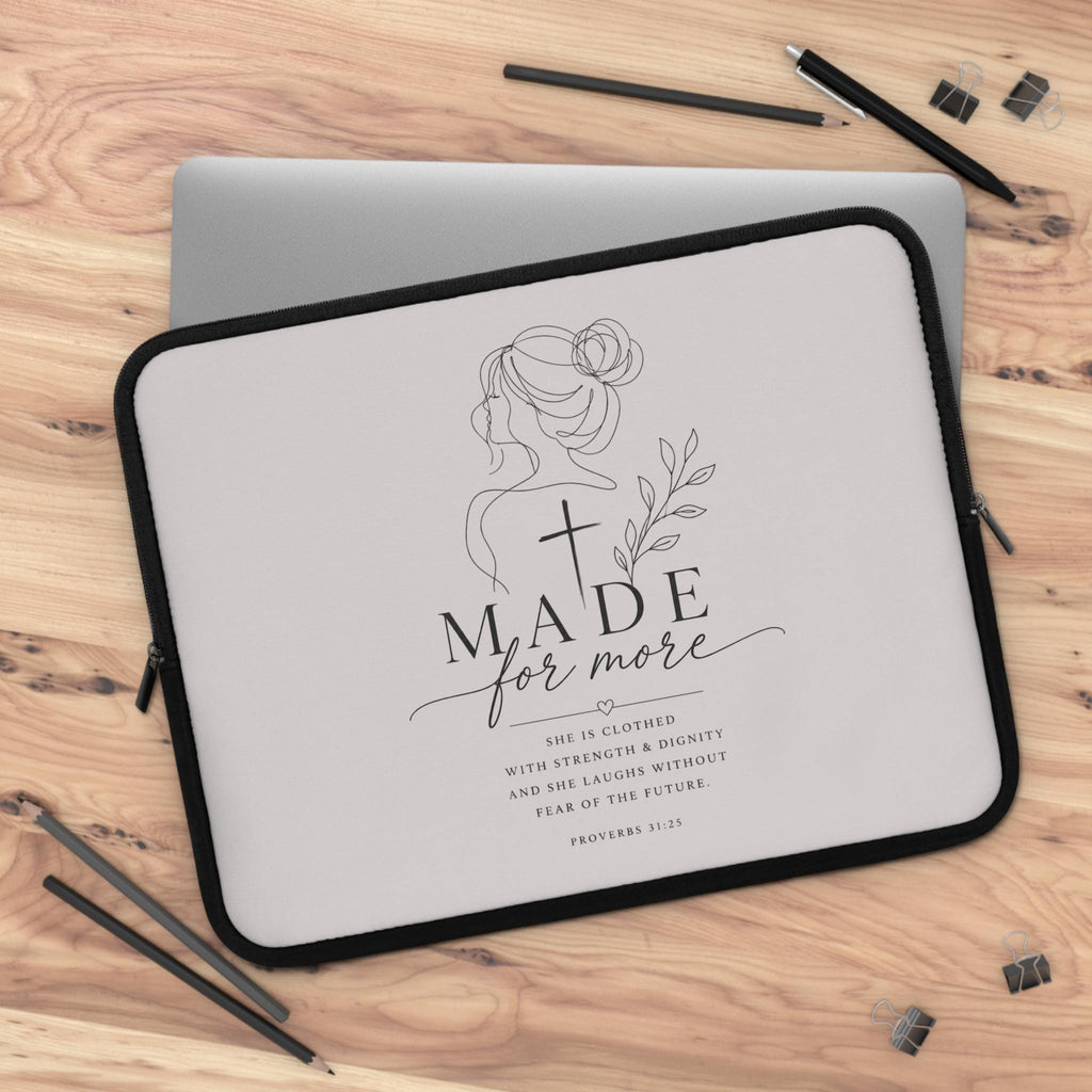 Proverbs 31:25 Scripture Laptop Sleeve | Faith Verse Tablet Sleeve