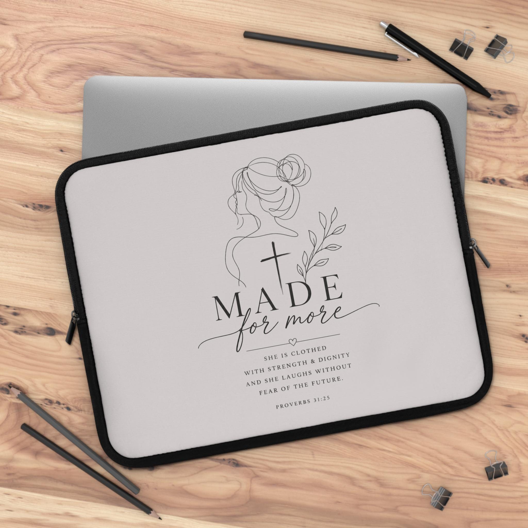 Proverbs 31:25 Scripture Laptop Sleeve | Faith Verse Tablet Sleeve